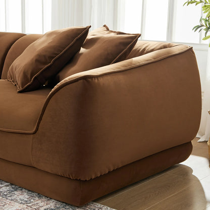 110.22“Camel Sofa WKS16C: Modular Design with Removable Pillowcases & Solid Wood Frame