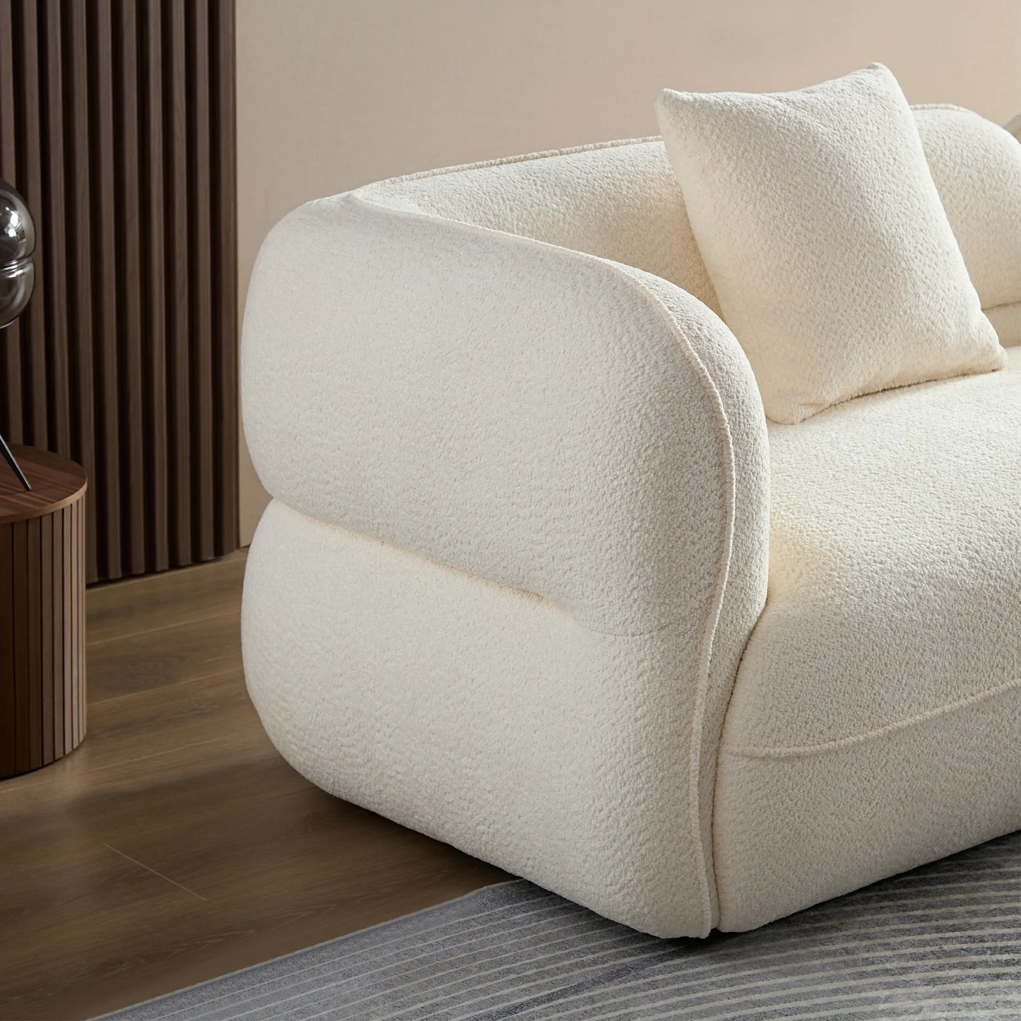 110.24" White sectional sofa, durable fabric, solid wood frame, high density sponge filler