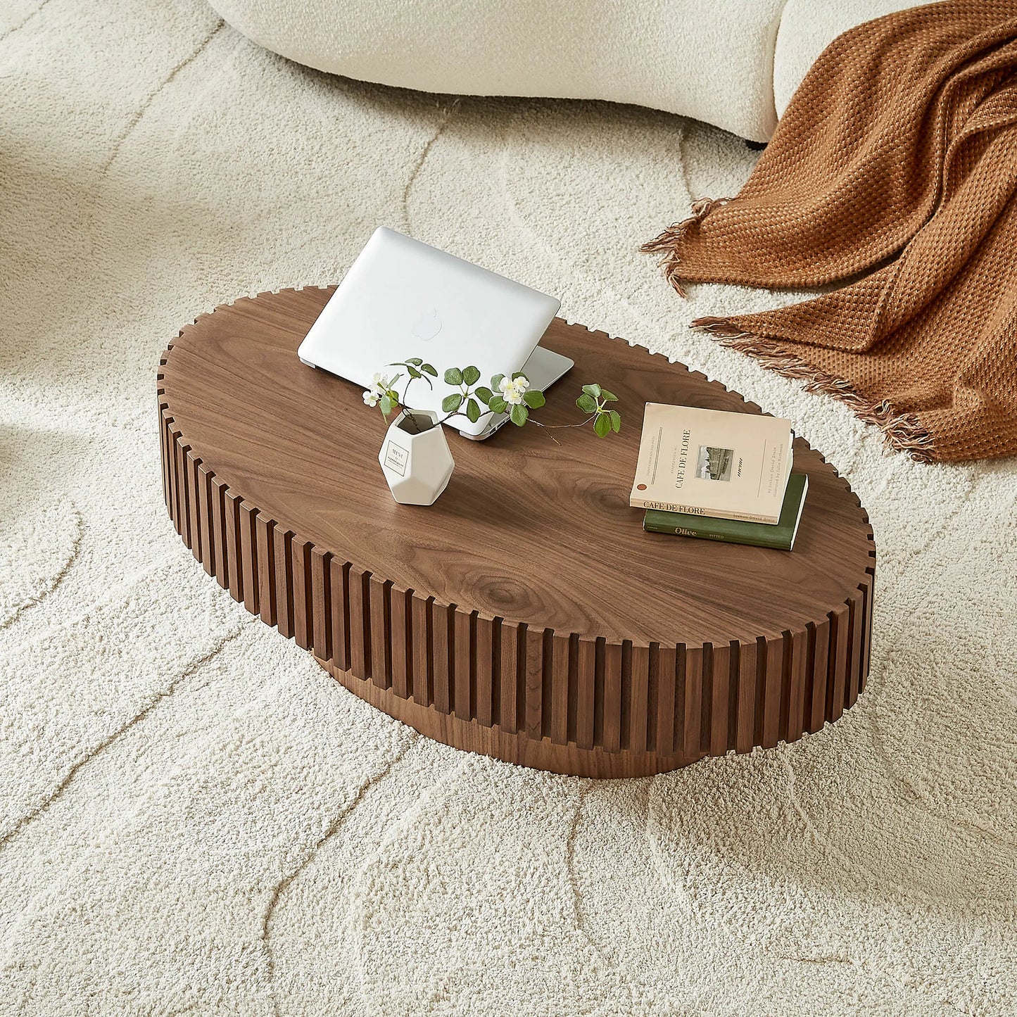 43.7 inch Ellipse MDF  Coffee Table for Living Room