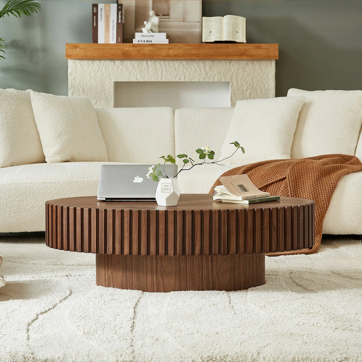 43.7 inch Ellipse MDF  Coffee Table for Living Room