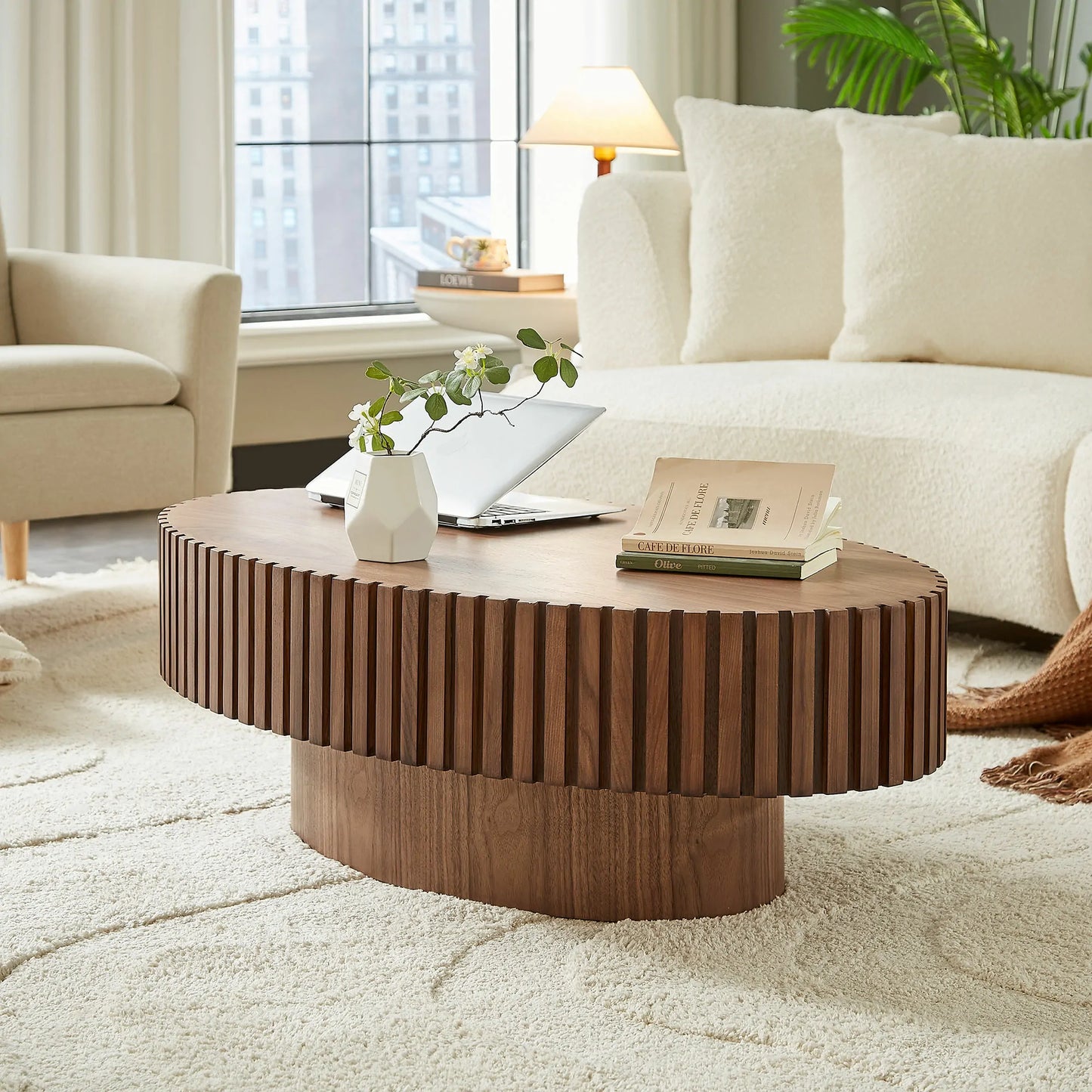 43.7 inch Ellipse MDF  Coffee Table for Living Room