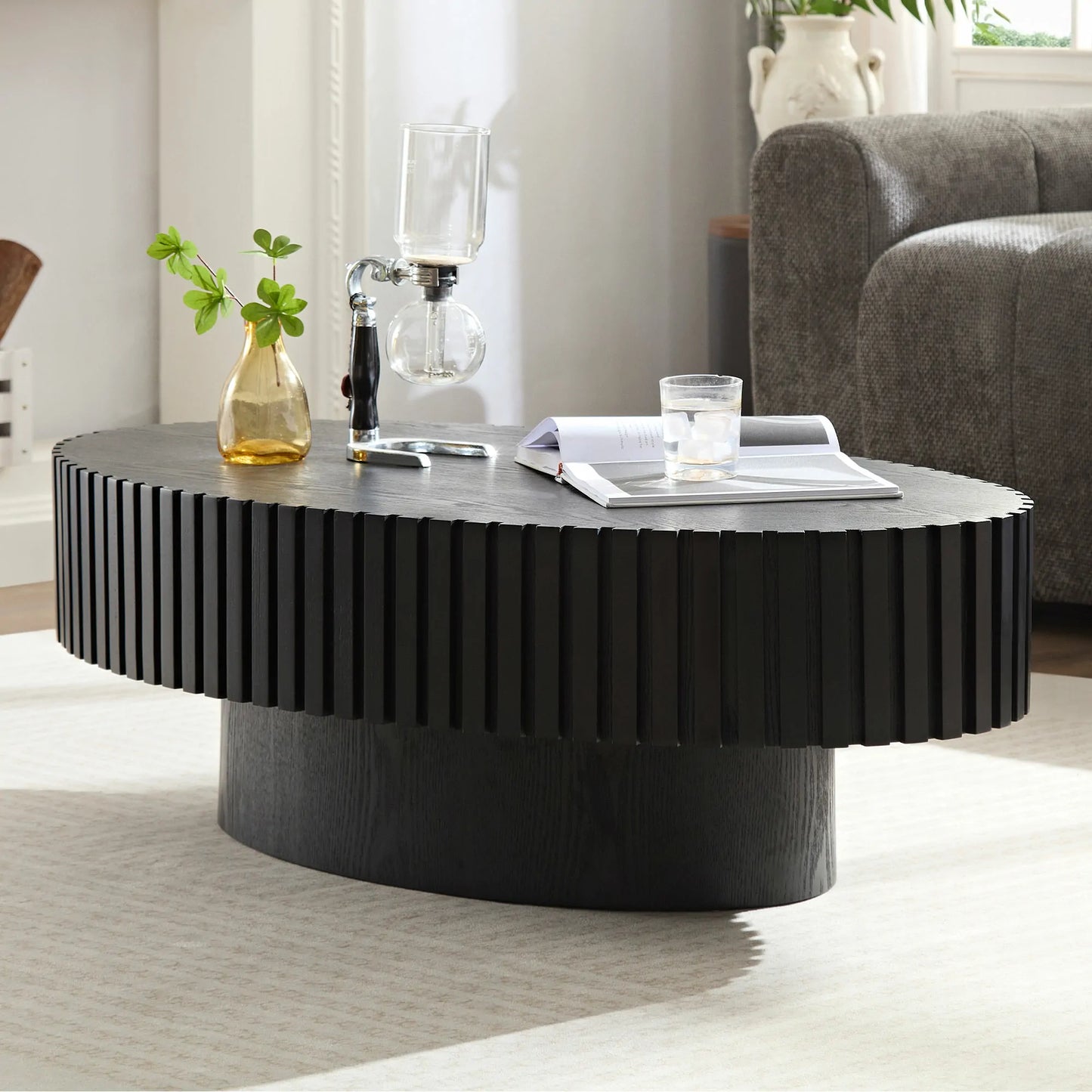 43.7 inch Ellipse MDF  Coffee Table for Living Room