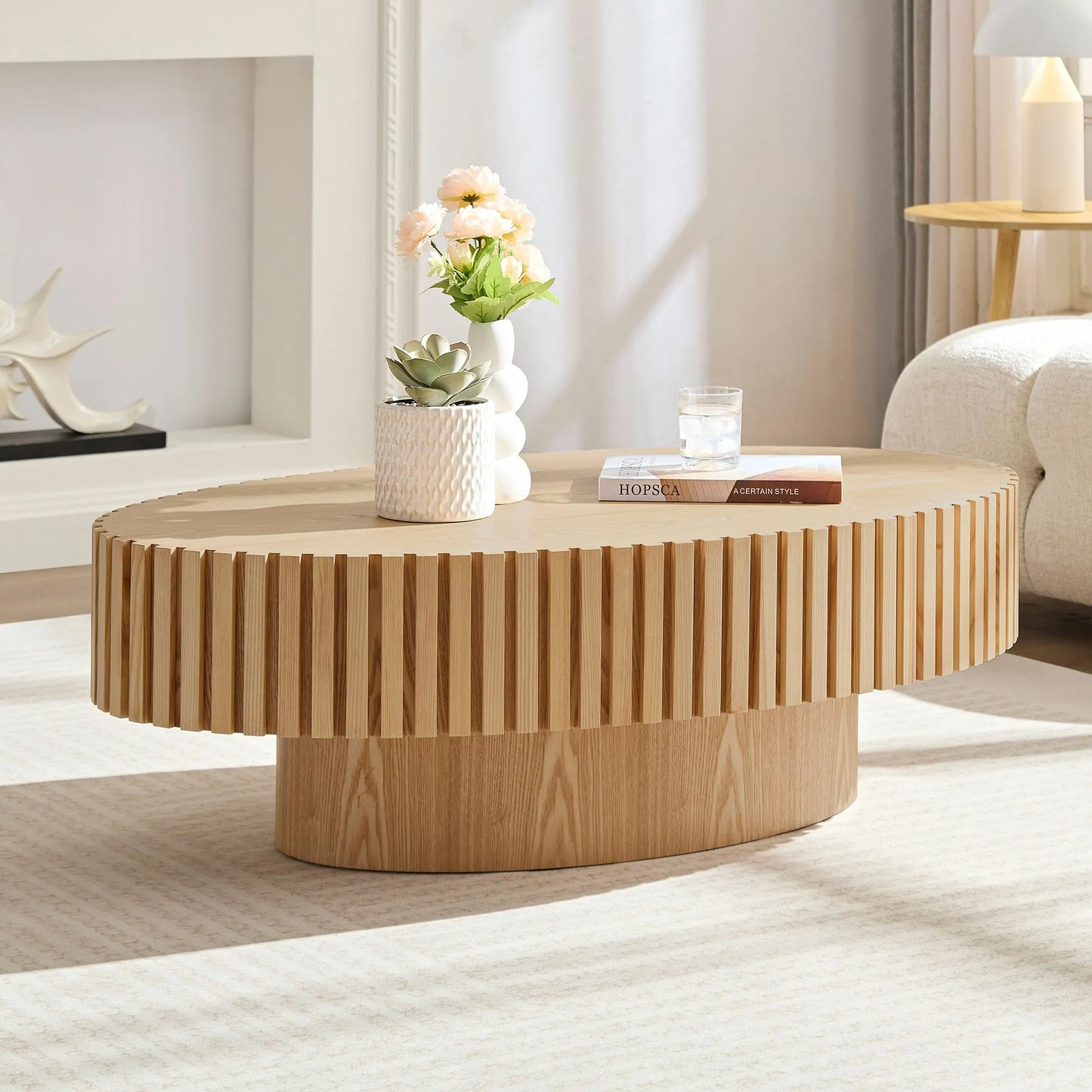 43.7 inch Ellipse MDF  Coffee Table for Living Room