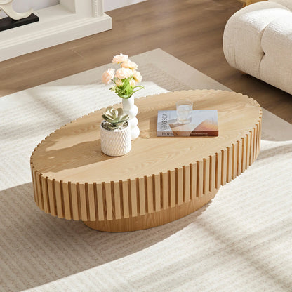 Modern Handcrafted 43.7" Oval Drum Coffee Table