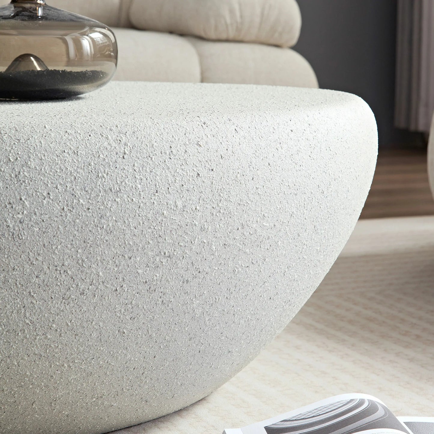 Elliptical Rocks Coffee Table – Stylish Matte Fiberglass Table with Vintage Charm