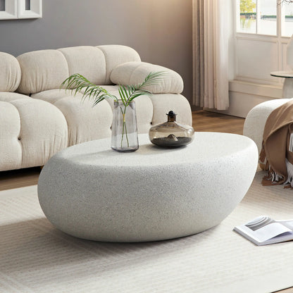 Elliptical Rocks Coffee Table – Stylish Matte Fiberglass Table with Vintage Charm