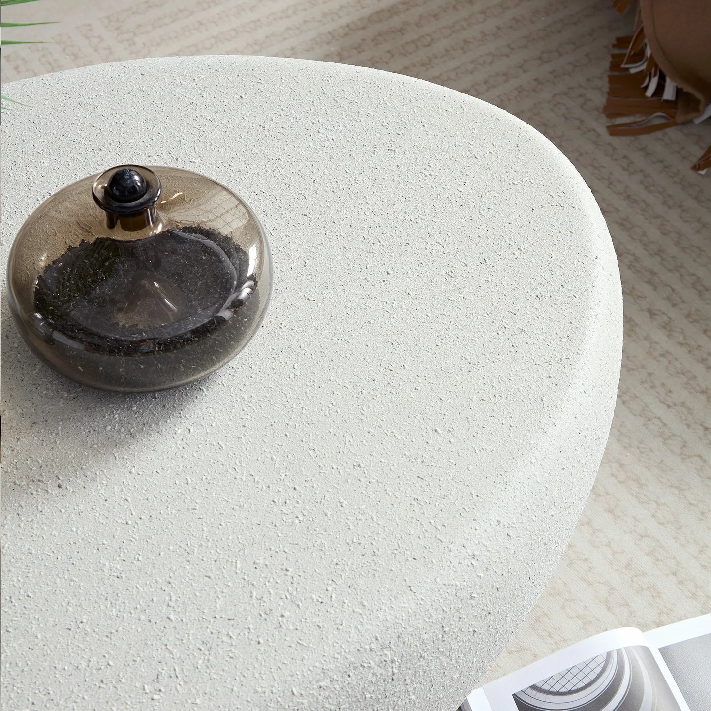 Elliptical Rocks Coffee Table – Stylish Matte Fiberglass Table with Vintage Charm