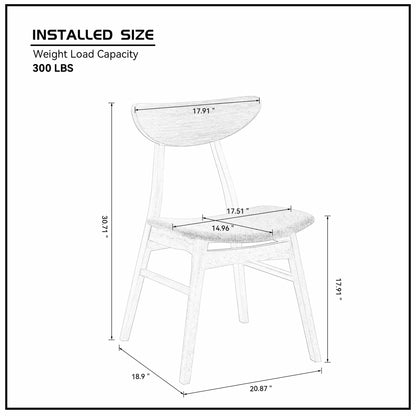 Modern Black Upholstered Wooden Dining Chairs, Set of 2