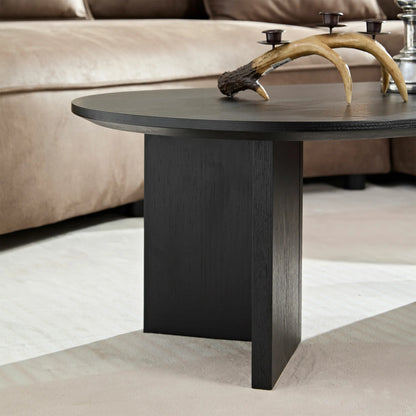 39.4" Modern Coffee Table - Sleek Wood Veneer Top & Stable Pedestal Base for Small Spaces