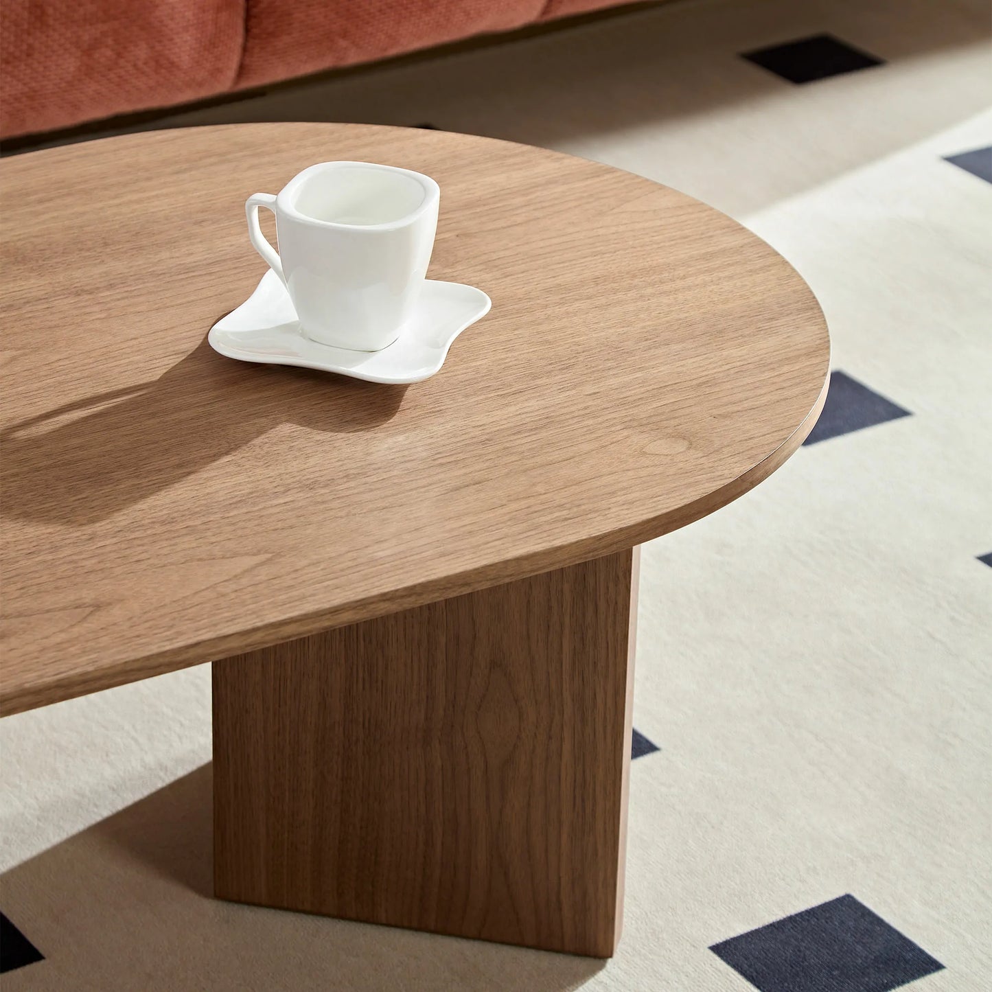39.37" Modern Walnut Oval Coffee Table