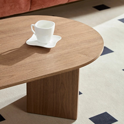 39.37" Modern Walnut Oval Coffee Table