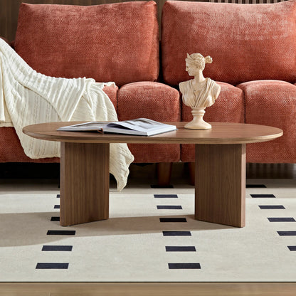 39.4" Modern Coffee Table - Sleek Wood Veneer Top & Stable Pedestal Base for Small Spaces