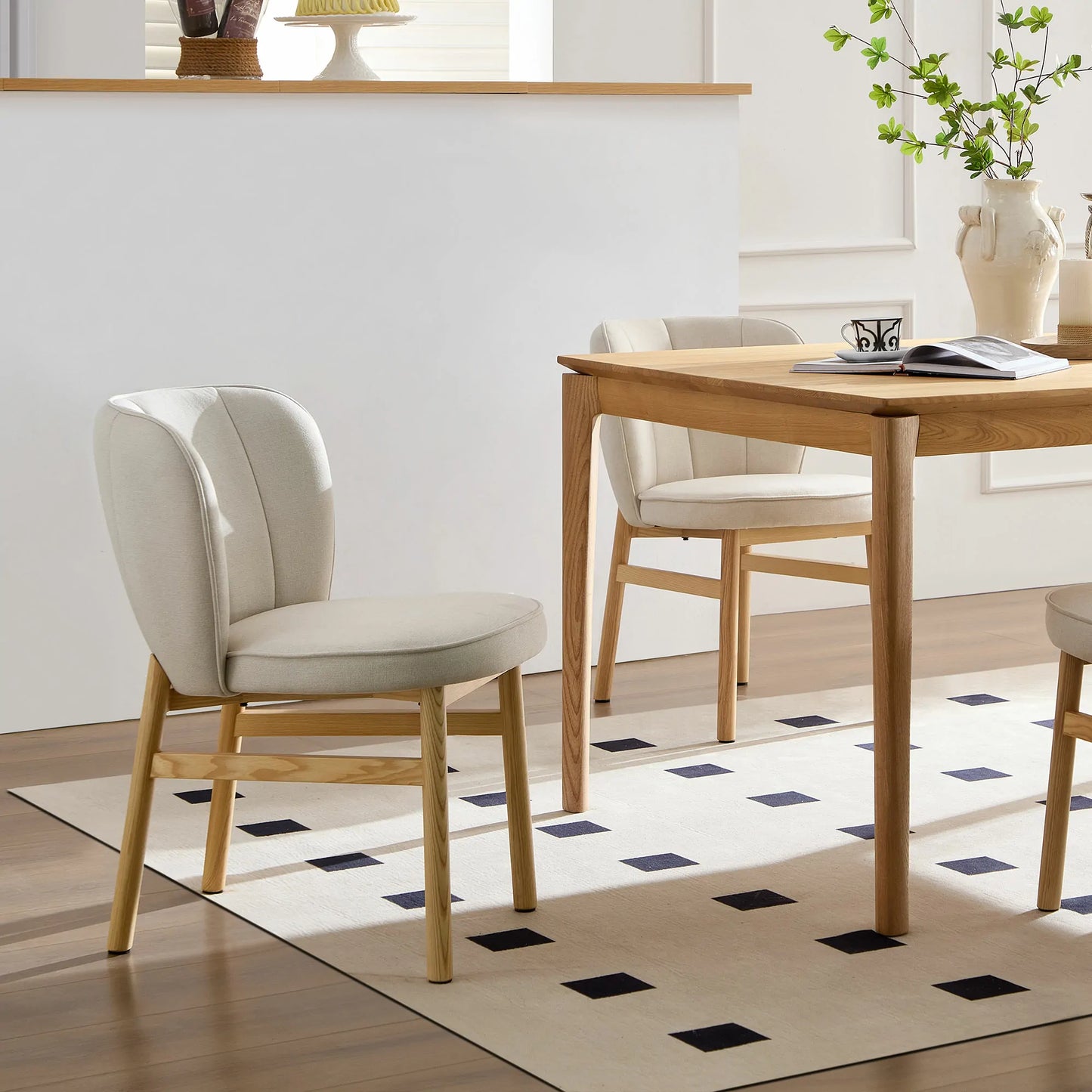 Wooden Frame Dining Armless Chairs