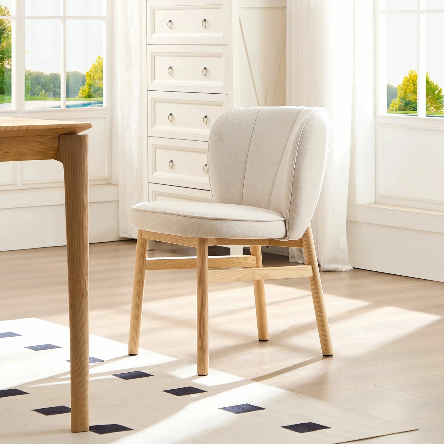 Wooden Frame Dining Armless Chairs
