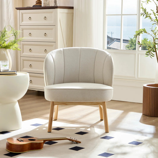 Ash Wooden Frame Upholstered Lounge Shell Chair