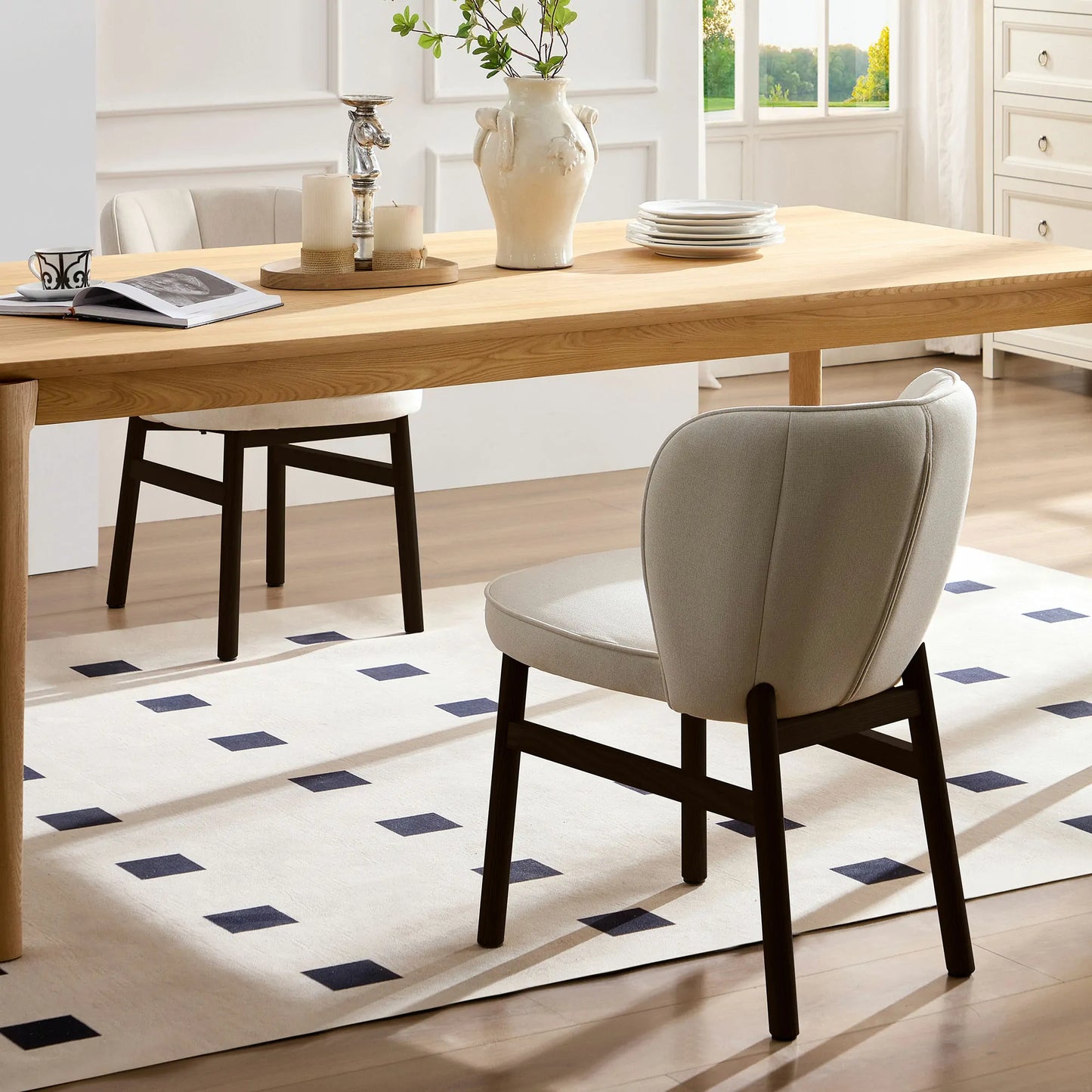 Wooden Frame Dining Armless Chairs
