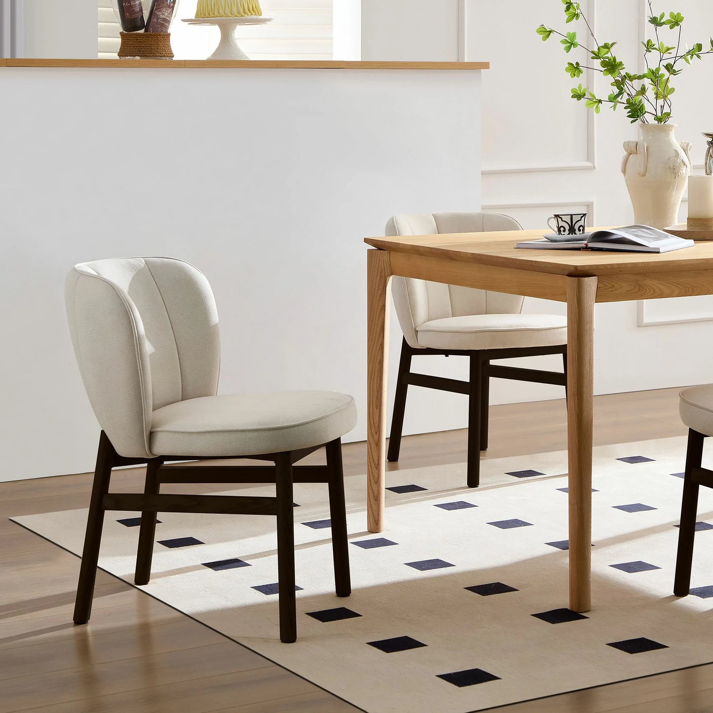 Wooden Frame Dining Armless Chairs