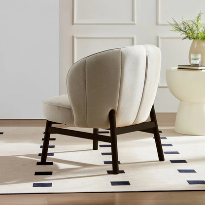 Ash Wooden Frame Upholstered Lounge Shell Chair