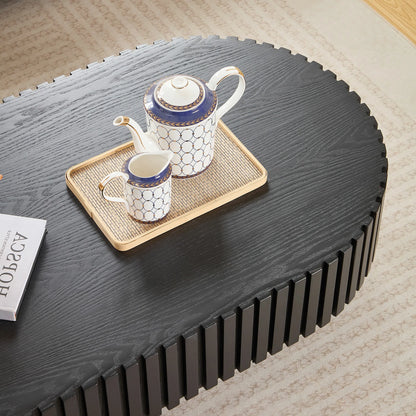 43.7Inch Modern Handcraft Drum Coffee Table Oval Coffee Table