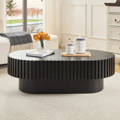 43.7Inch Modern Handcraft Drum Coffee Table Oval Coffee Table