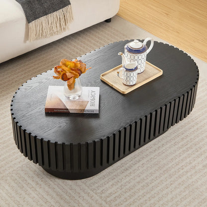 43.7Inch Modern Handcraft Drum Coffee Table Oval Coffee Table