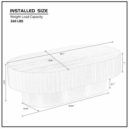 43.7Inch Modern Handcraft Drum Coffee Table Oval Coffee Table