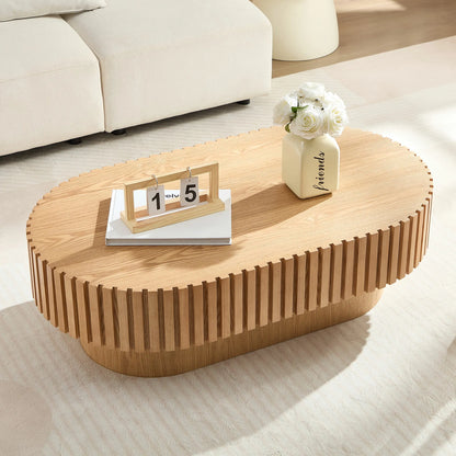 43.7Inch Modern Handcraft Drum Coffee Table Oval Coffee Table