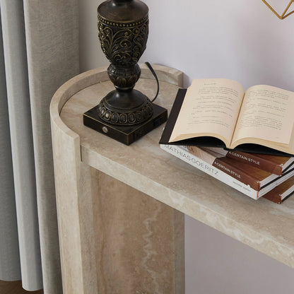 53.15" Faux Marble Entryway Console Table with Modern Design