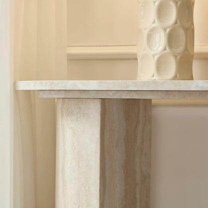 55.12" Faux Marble Console Table with Modern Design