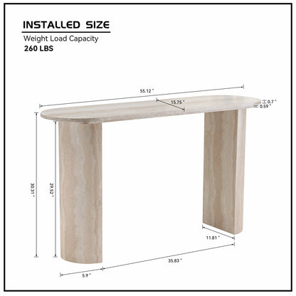 55.12" Faux Marble Console Table with Modern Design