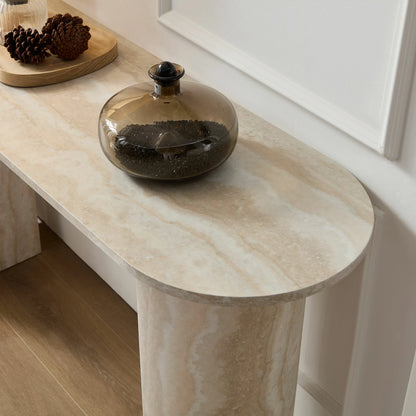 55.12" Faux Marble Console Table with Modern Design