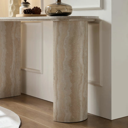 55.12" Faux Marble Console Table with Modern Design