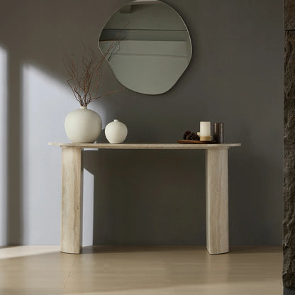 55.12" Faux Marble Console Table with Modern Design