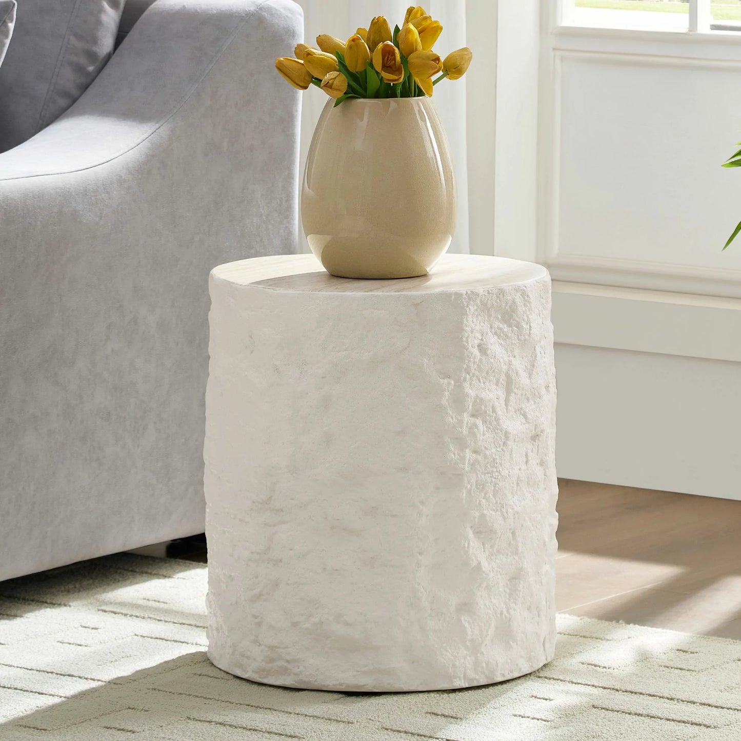 15.75 Inch Side Table,Round Fiberglass Coffee Table