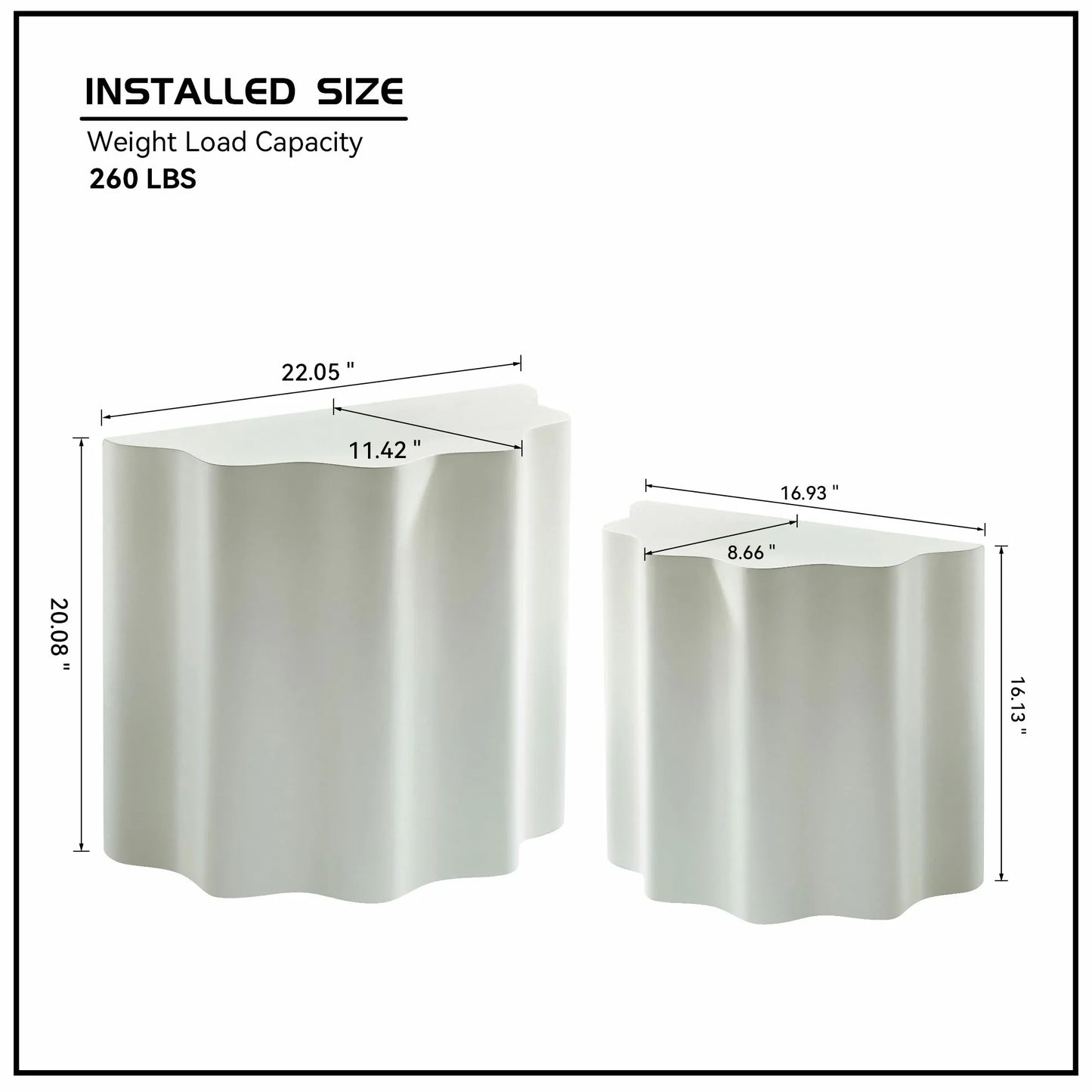 2PCS Set Side Table,Wavy Edges Design Fiberglass Coffee Table