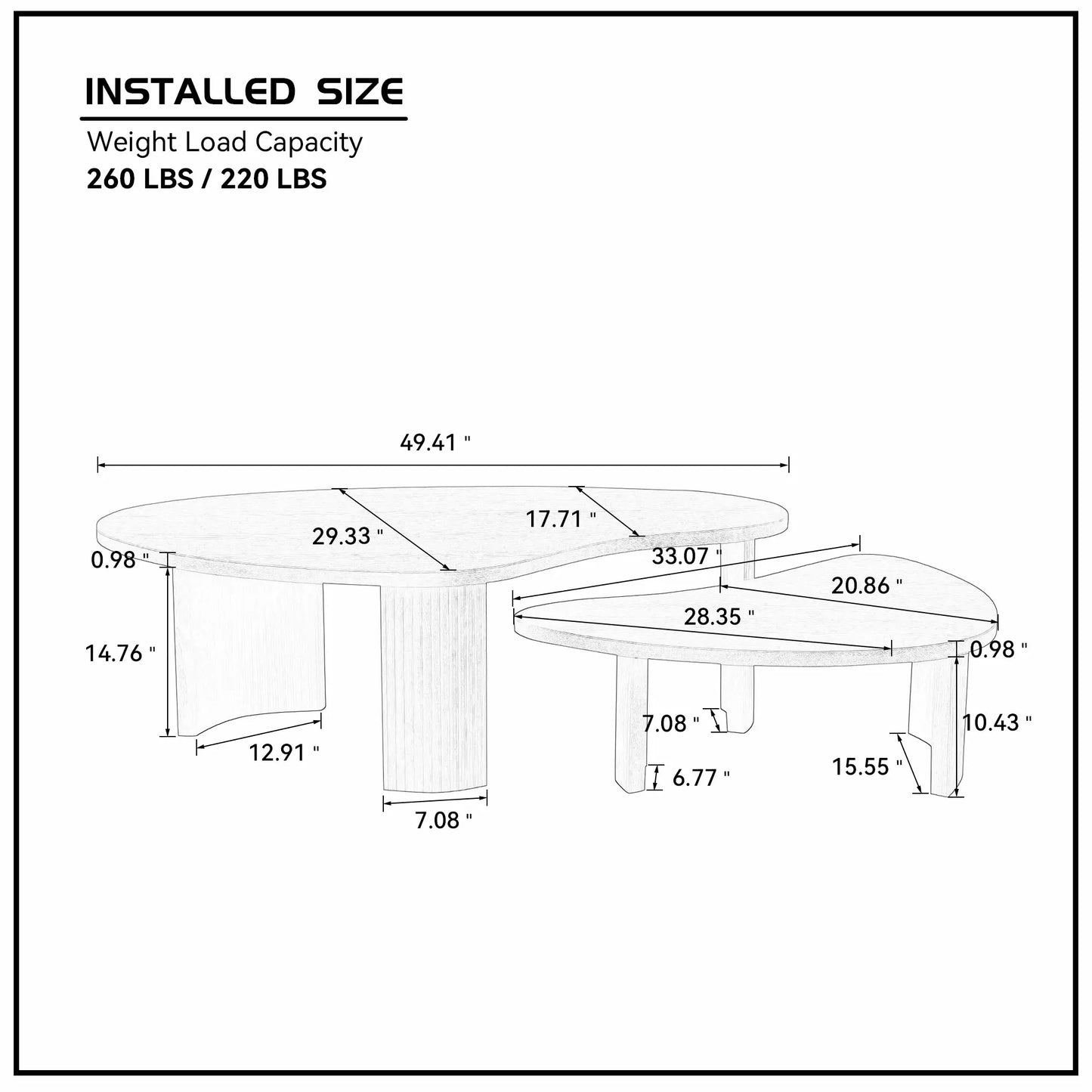 Irregular Seashell Shape Coffee Table Set