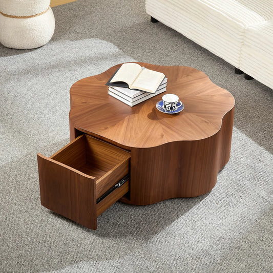 35.43 inch Petal - Small Coffee Table with Hidden Drawer for Living Room