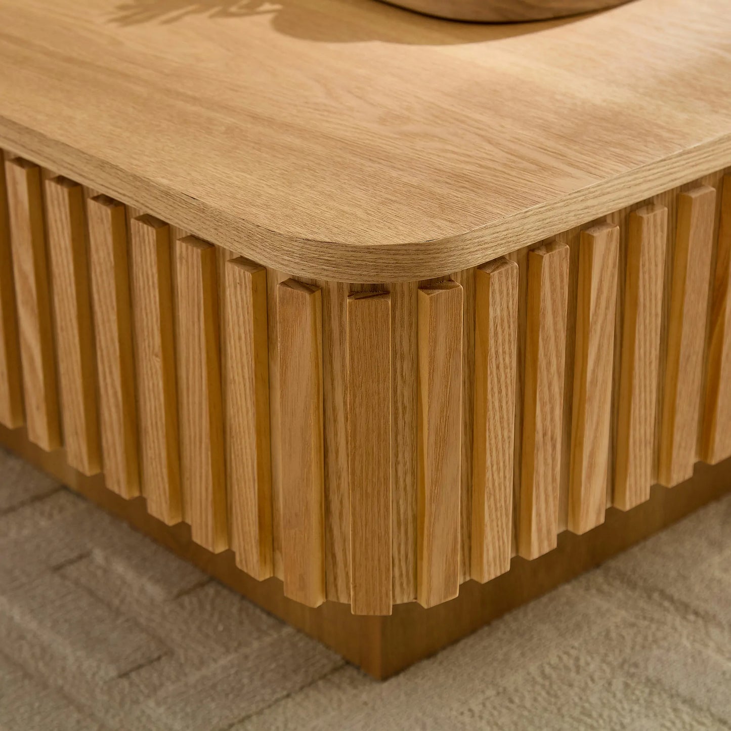 35.43 Inch Modern Handcraft Drum Coffee Table Lift Top Wooden with Hidden Storage Space