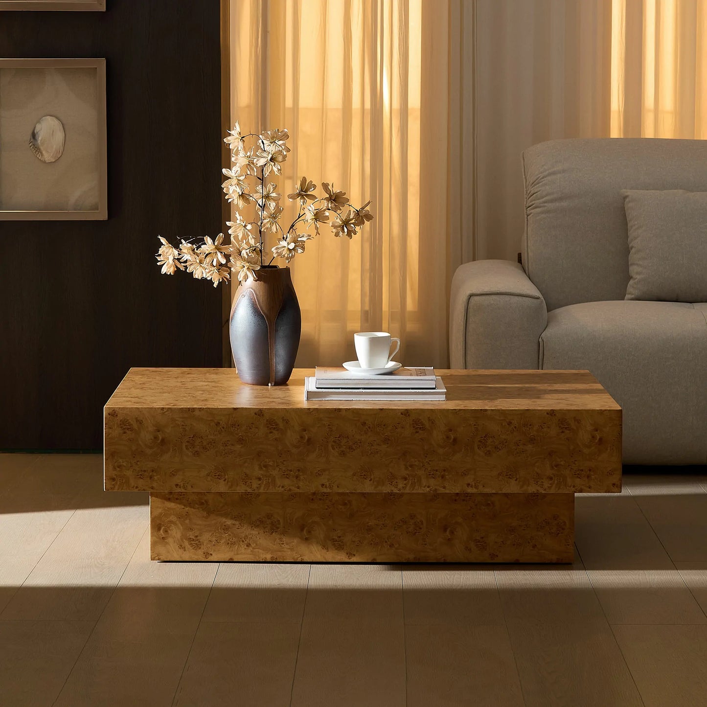 43.31 Inch MDF with Faux Wood Veneer Coffee Tables