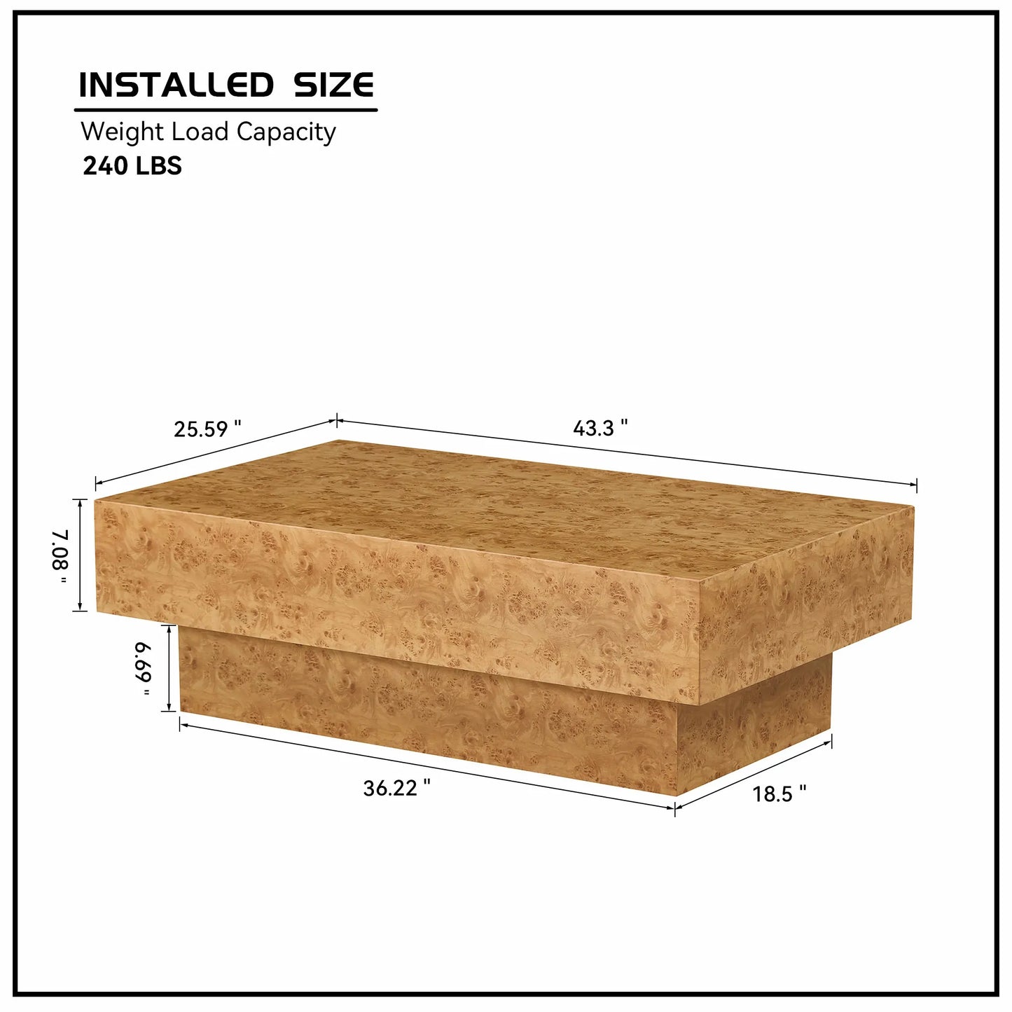 43.31 Inch MDF with Faux Wood Veneer Coffee Tables