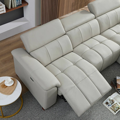 3 Seat Modern Electric Control Genuine Leather L Shaped Couch