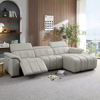 3 Seat Modern Electric Control Genuine Leather L Shaped Couch