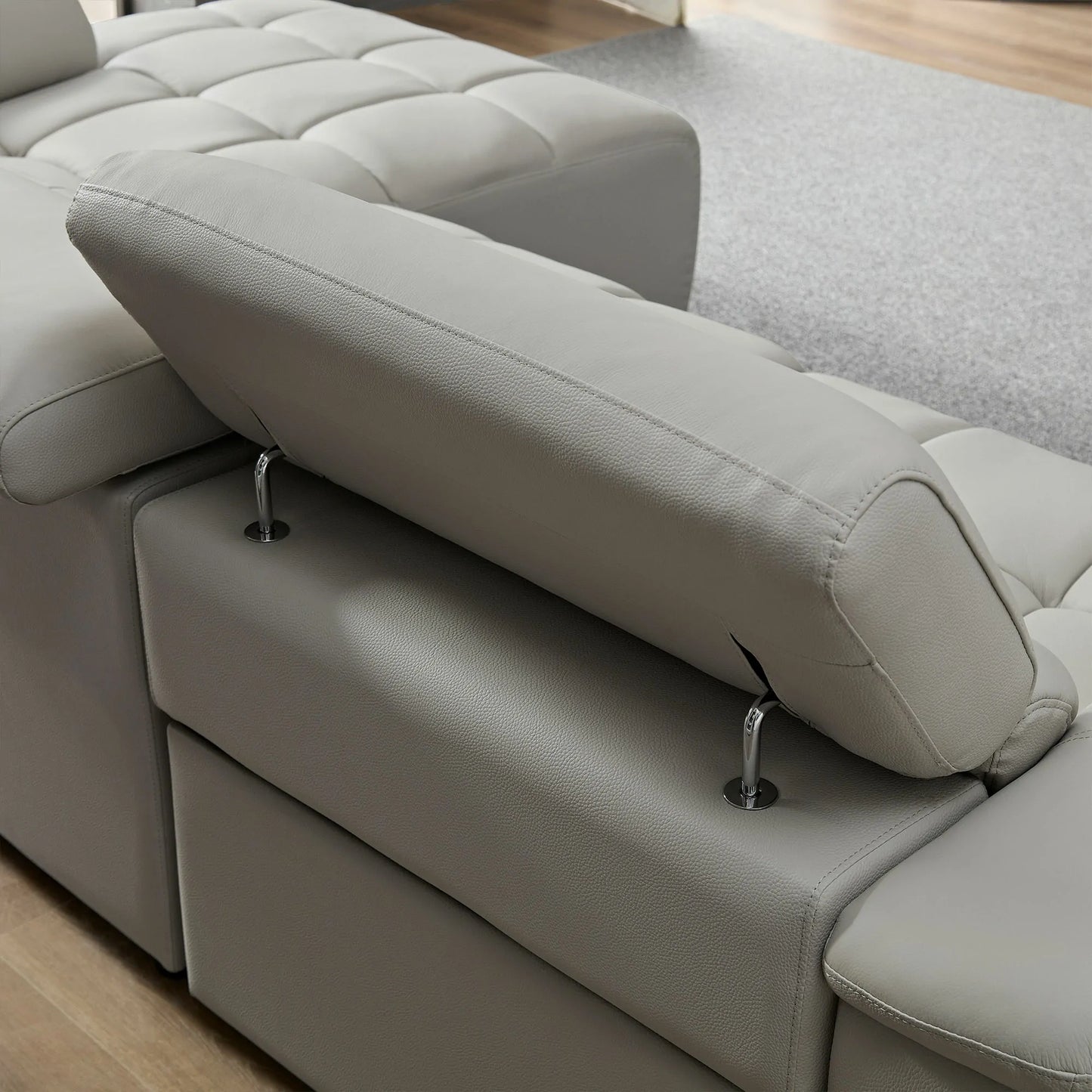 3 Seat Modern Electric Control Genuine Leather L Shaped Couch