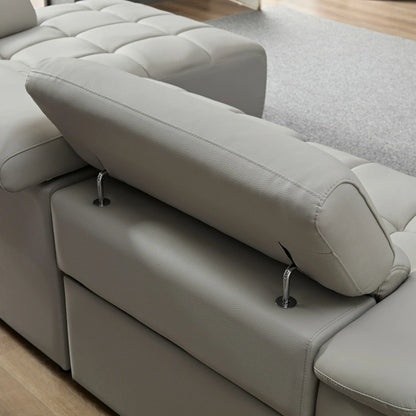 3 Seat Modern Electric Control Genuine Leather L Shaped Couch