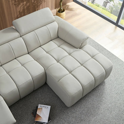 3 Seat Modern Electric Control Genuine Leather L Shaped Couch