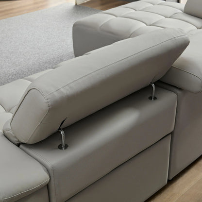 Modern Power Reclining Leather Sofa with Theater Seating & USB Port