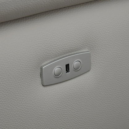 Modern Power Reclining Leather Sofa with Theater Seating & USB Port