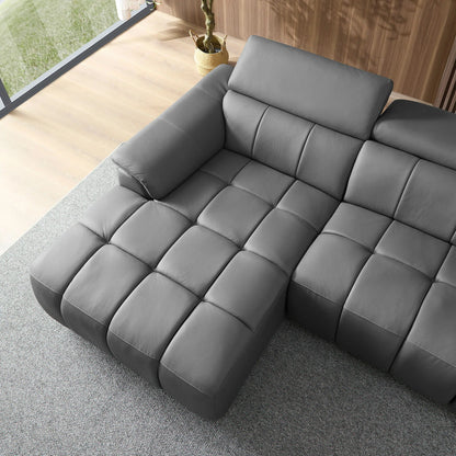 Electric Sofa Left-Facing L-Shaped Leather Recliner with USB Port