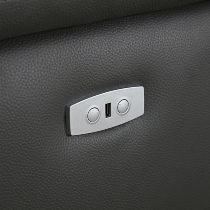 Electric Sofa Left-Facing L-Shaped Leather Recliner with USB Port