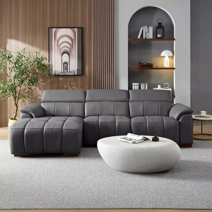 Electric Sofa Left-Facing L-Shaped Leather Recliner with USB Port